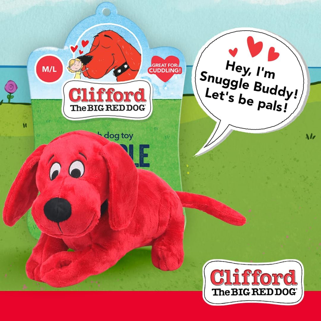 Clifford® Snuggle Buddy 14" Plush Dog Toy | Cozy Dog Stuffed Animals Play Toy for Medium to Large Dogs | Comfort, Squeakers, Crinkle, Interactive Bonding
