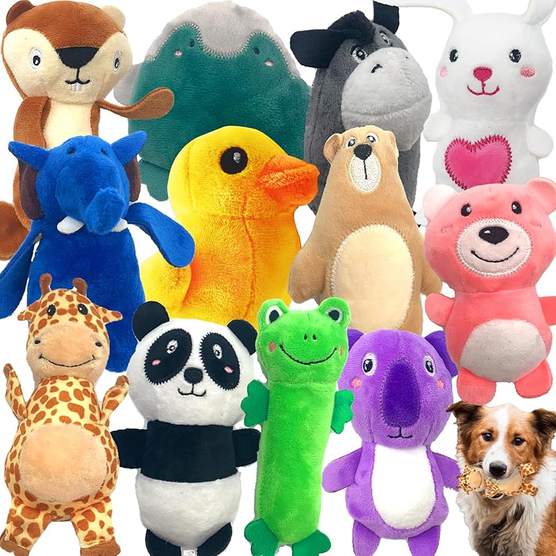 Jalousie 12 Pack Dog Squeaky Toys Cute Plush Toys for Small Medium Dog Pets