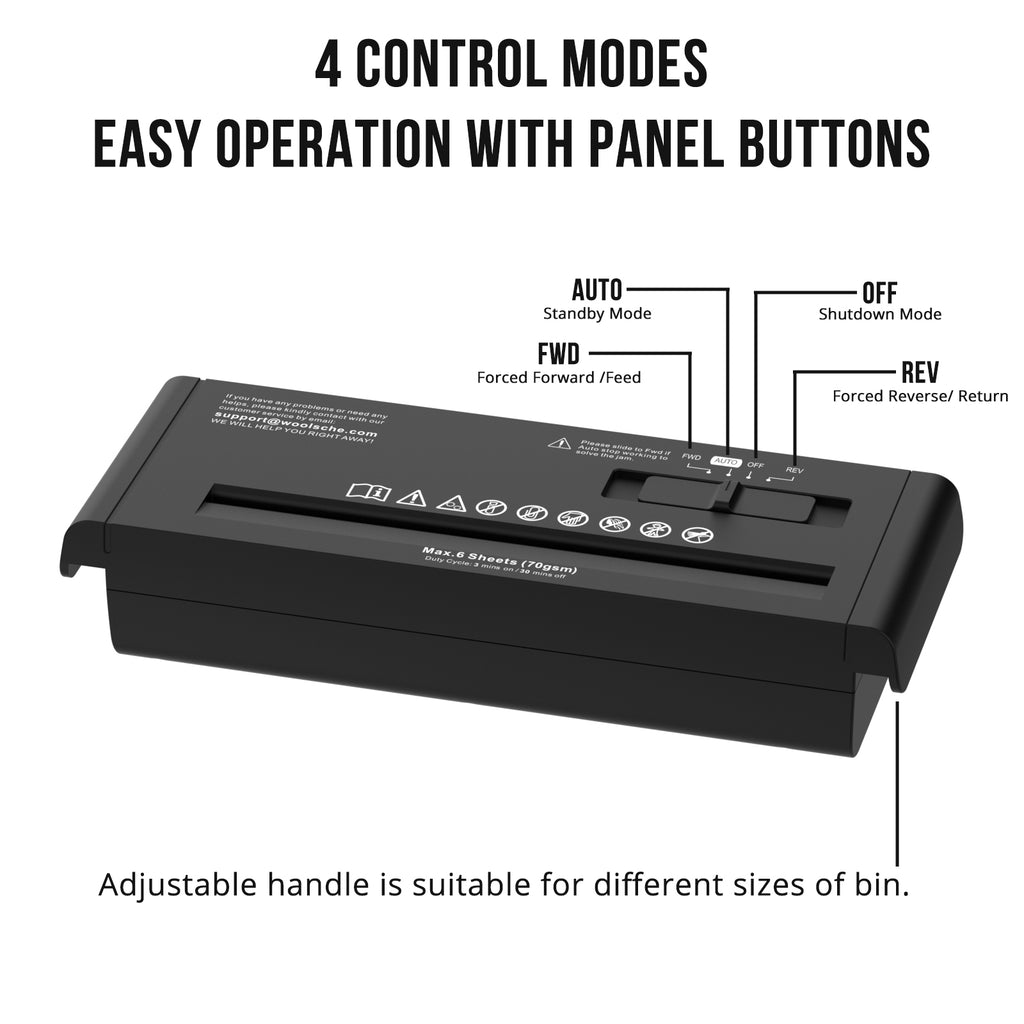Compact Strip-Cut Paper Shredder for Home Use, 6-Page Capacity, No-Basket Portable Design, Overheat Protection