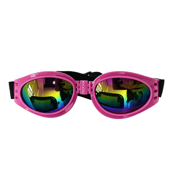 3-Pack Dog Goggles with Colorful Lenses, Adjustable Pet Sunglasses for Small to Medium Dogs, Blue Pink Black
