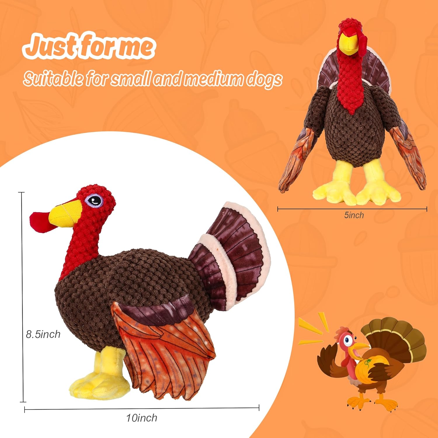 Thanksgiving Day Chicken Dog Toys for Large Dogs,Squeaky Dog Toys, Tug of War Dog Plush Toys,Large Stuffed Dog Toys for Large Dogs with Crinkled Paper,Stuffed Animals Toys for Dogs, Red