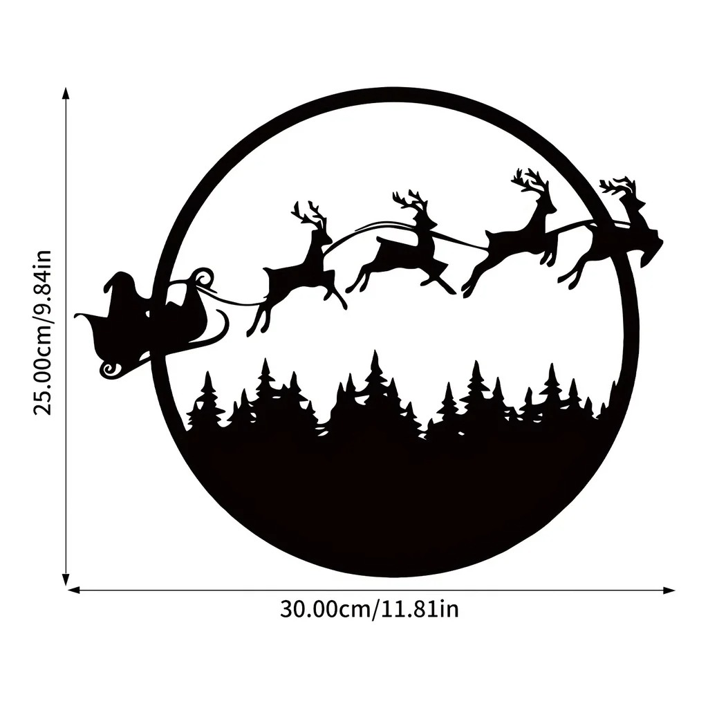 AEELLEEA-Reversible Double Sided Iron Wall Sign, Halloween & Christmas Dual Theme Hanging Decor, Weather Resistant Metal Holiday Wall Art