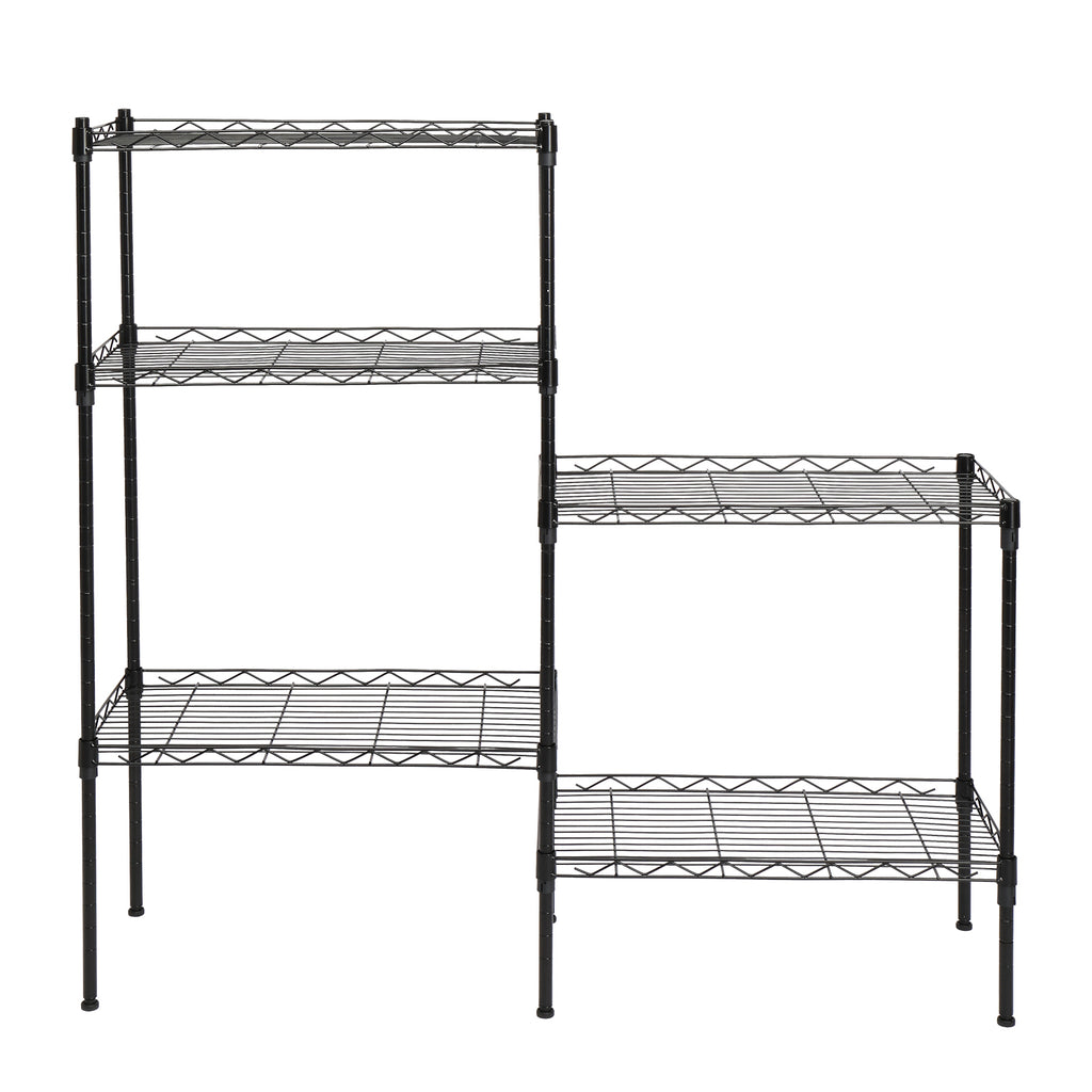 AEELLEEA-Changeable Assembly Floor Standing Carbon Steel Storage Rack, Black