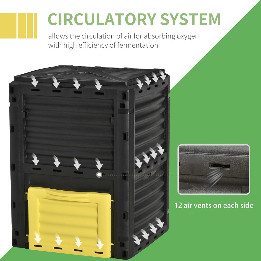 80 Gallon Outdoor Compost Bin, Outdoor Trash Can with Lid, Large Garden Garbage Can, Aerating Composter for Backyard Waste, Easy Assembly, Yellow ✅ 必含全部指定关键词：