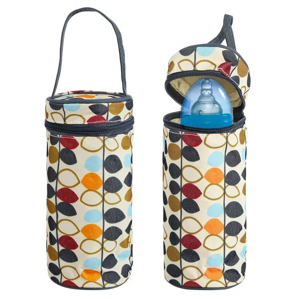 5-Piece Baby Diaper Bag Set, Water-Resistant Mommy Tote with Insulated Bottle Holder, Polka Dot, Grey