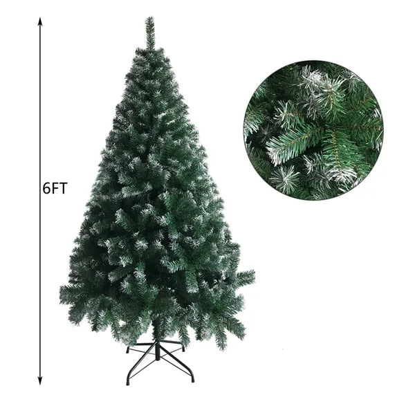 AEELLEEA-Artificial Christmas Tree with 650 Light Green & White Branches, PVC Full Foliage Xmas Tree with Stable White Iron Stand