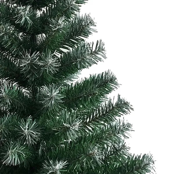 AEELLEEA-Artificial Christmas Tree with 650 Light Green & White Branches, PVC Full Foliage Xmas Tree with Stable White Iron Stand