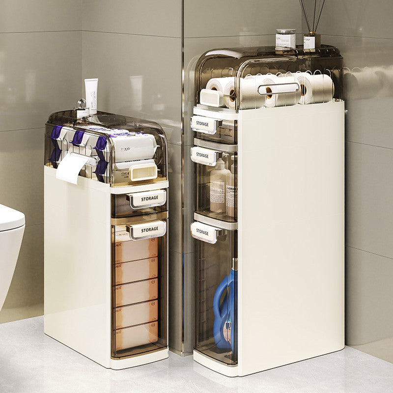 Slender Bathroom Gap Storage Cabinet, 4-Tier Slim Toilet Side Organizer with Drawers & Tissue Outlet, Narrow Waterproof Storage Shelf for Bathroom Laundry Space Saving