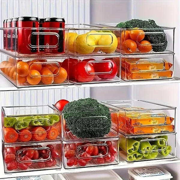 Clear Refrigerator Organizer Bins 6 Pack, 10 Inch Food Storage Containers for Fridge, Freezer, Pantry and Cabinet