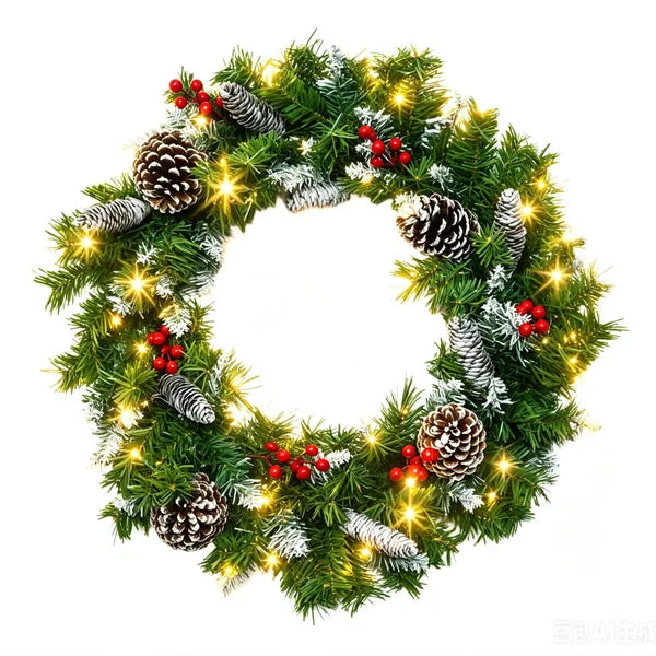 Aeelleea 6-Piece Christmas Decor Set, 4 Pre-Lit Christmas Trees, 1 Wreath & 1 Garland with Warm White Lights for Indoor Holiday Home Decor