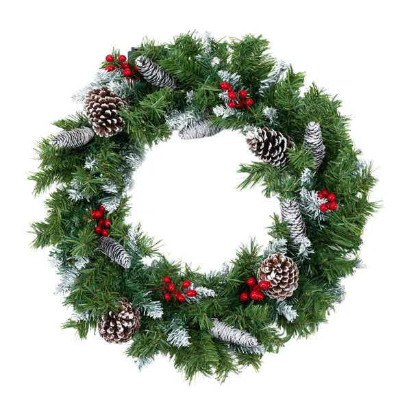 Aeelleea 6-Piece Christmas Decor Set, 4 Pre-Lit Christmas Trees, 1 Wreath & 1 Garland with Warm White Lights for Indoor Holiday Home Decor