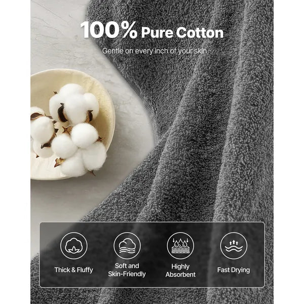 6-Piece Towel Set, 100% Cotton 600GSM Luxury Bathroom Towels, Highly Absorbent for Bathroom, Gym, Hotel & Spa