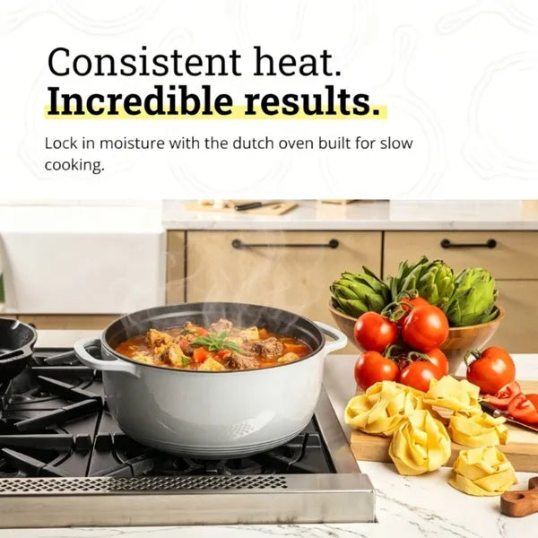 6 Quart Enameled Cast Iron Dutch Oven with Lid, Non-Stick Enamel Cookware for Braising, Stewing, Bread Baking, Induction Compatible
