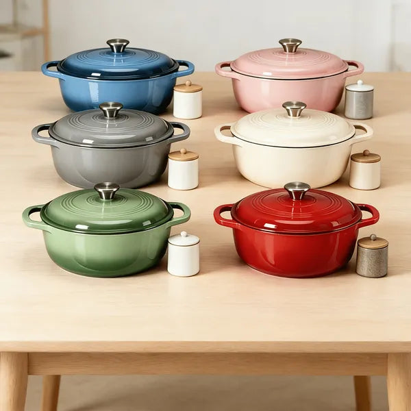 6 Quart Enameled Cast Iron Dutch Oven with Lid, Non-Stick Enamel Cookware for Braising, Stewing, Bread Baking, Induction Compatible
