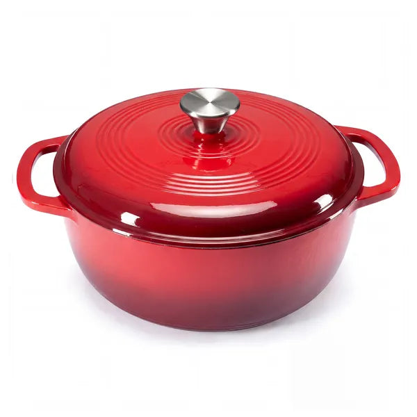6 Quart Enameled Cast Iron Dutch Oven with Lid, Non-Stick Enamel Cookware for Braising, Stewing, Bread Baking, Induction Compatible