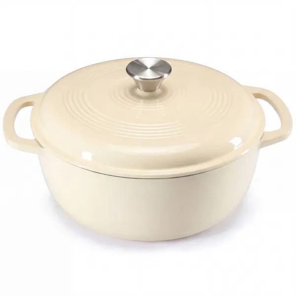 6 Quart Enameled Cast Iron Dutch Oven with Lid, Non-Stick Enamel Cookware for Braising, Stewing, Bread Baking, Induction Compatible