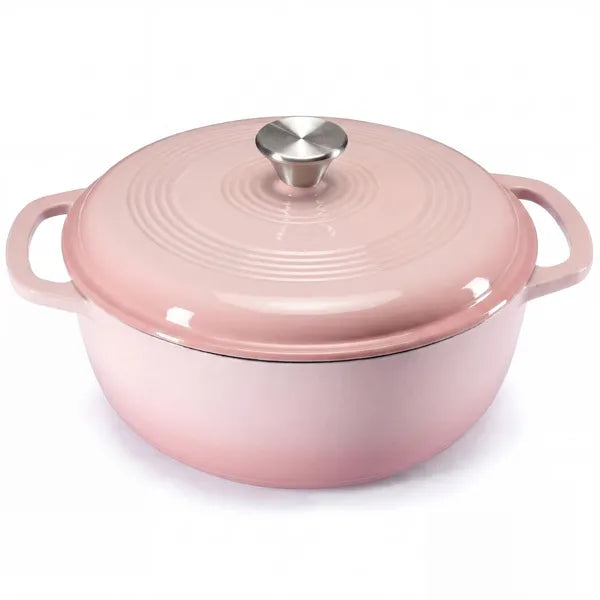 6 Quart Enameled Cast Iron Dutch Oven with Lid, Non-Stick Enamel Cookware for Braising, Stewing, Bread Baking, Induction Compatible