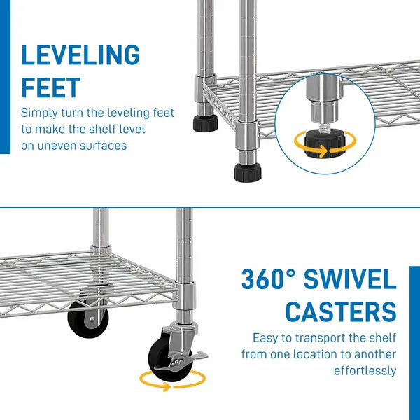 Aeelleea 6 Tier NSF Certified Wire Shelving Unit with Wheels, Freely Adjustable Heavy Duty Metal Storage Rack, Silver,48x18x72 Inch
