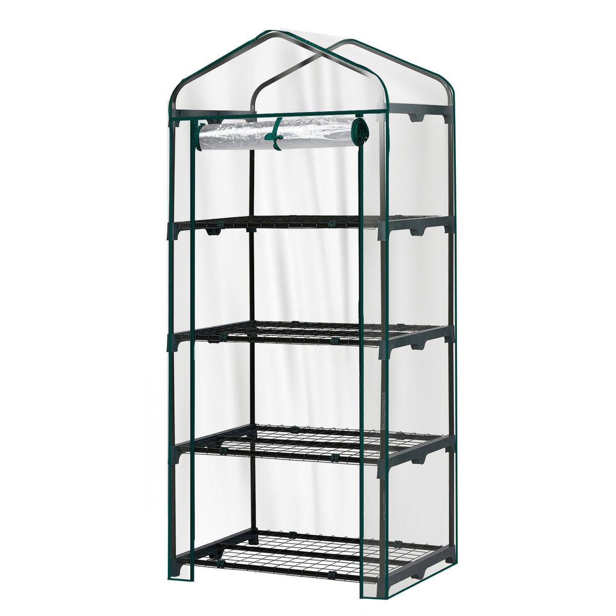 AEELLEEA-4-4-Tier Mini Greenhouse with PVC Cover & Roll-Up Zipper Door, Portable Waterproof Greenhouse for Garden Backyard. 27"x19"x62", transparent cover guards plants, easy to assemble & move, ideal for seedlings