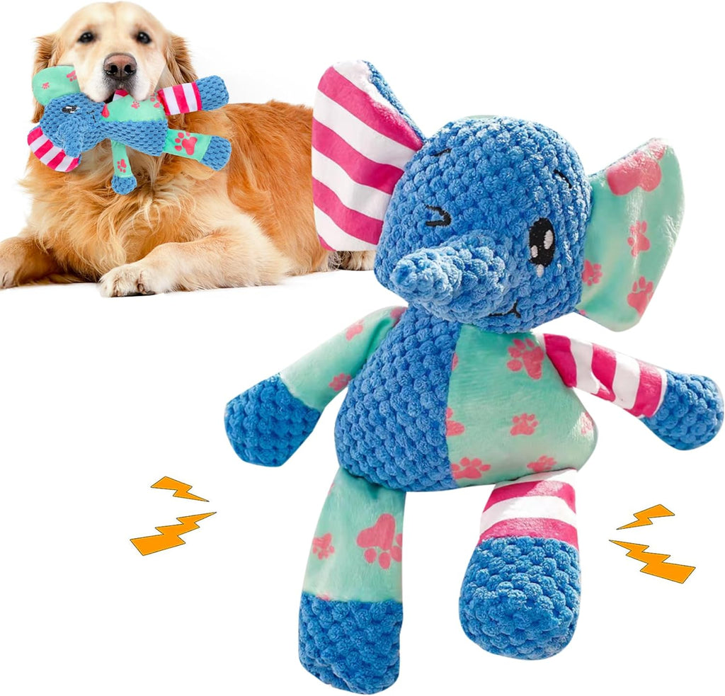 ZippyPawsToys Puppy Teething Interactive Chewing Plush Toy to Keep Them Busy, Best Birthday, Christmas, Halloween, Easter Gift, Elephant