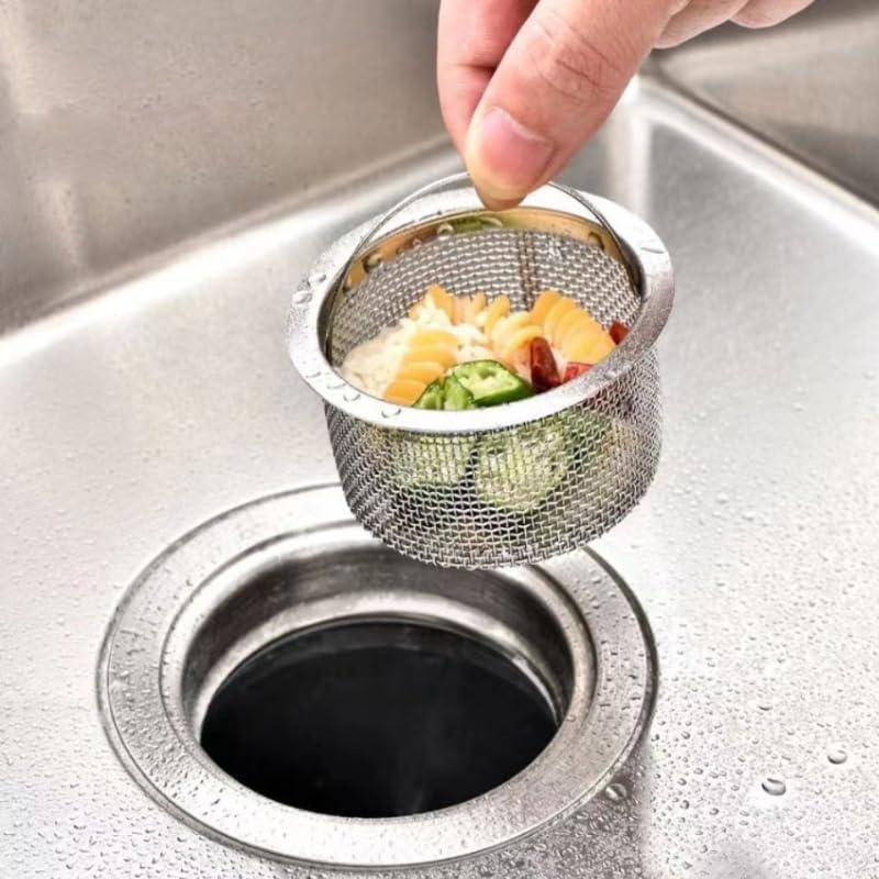 Sink Internal Snag Trap, 3-Inch Stainless Steel Strainer, Anti-Clog Kitchen Sink Drain Filter Mesh, Food & Hair Catcher, Waste Debris Drainage Stopper