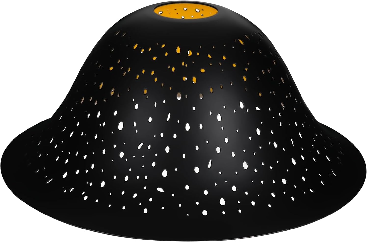 Etched Star Metal Lampshade – Black & Gold Bell Shape, 9.5” Diameter, 4” Height – Fits Torchiere, Floor & Pendant Lights (E26 Socket)