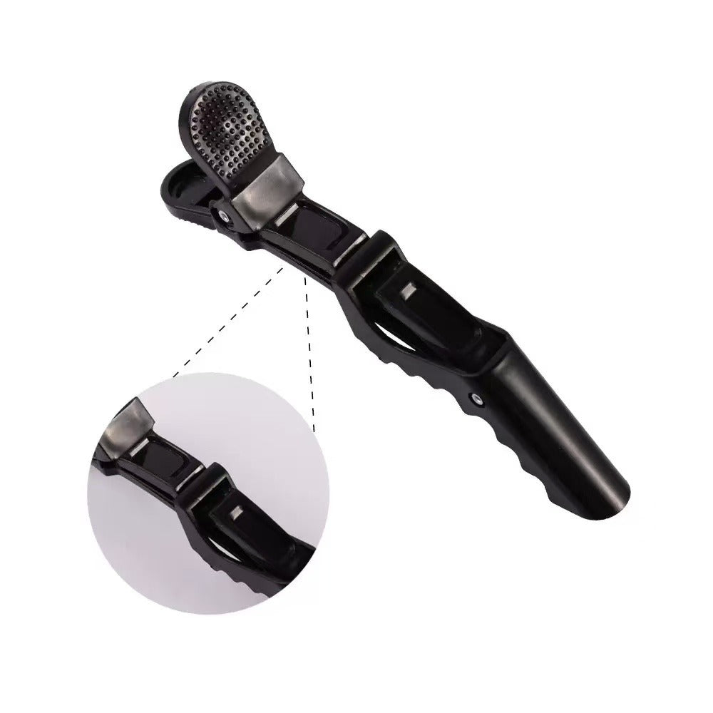 Hair Crocodile Clips, Non-Slip Sectioning Alligator Hair Clips for Salon Styling, Cutting and Coloring, Black 6 Pack
