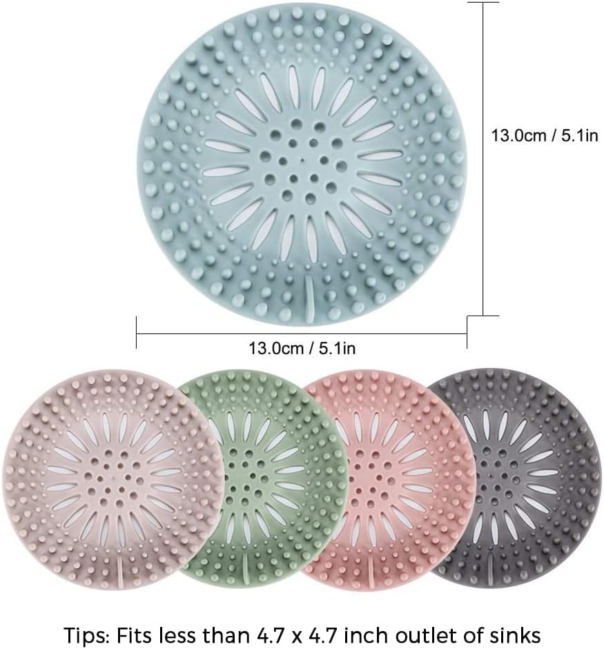 Sink Drain Strainer, Shower Drain Hair Catcher, TPR Drain Hair Catcher, Flat Drain Cover Anti-Clog Hair Trap for Tub Sink Laundry
