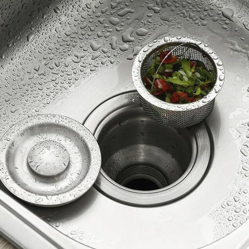Sink Internal Snag Trap, 3-Inch Stainless Steel Strainer, Anti-Clog Kitchen Sink Drain Filter Mesh, Food & Hair Catcher, Waste Debris Drainage Stopper