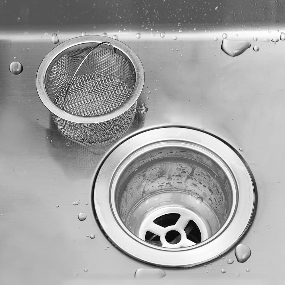Sink Internal Snag Trap, 3-Inch Stainless Steel Strainer, Anti-Clog Kitchen Sink Drain Filter Mesh, Food & Hair Catcher, Waste Debris Drainage Stopper
