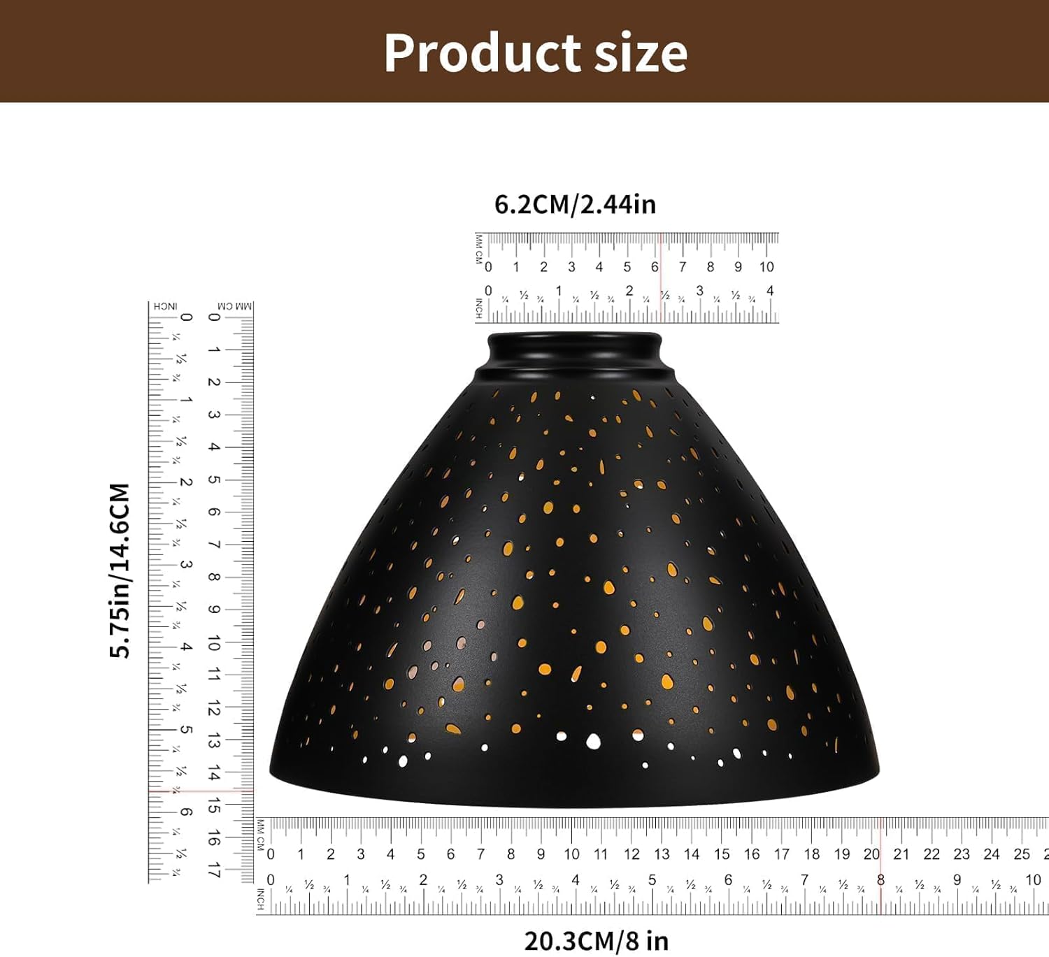 Torchiere Lamp Shade | Etched Stars Design with Screw-On Fitter