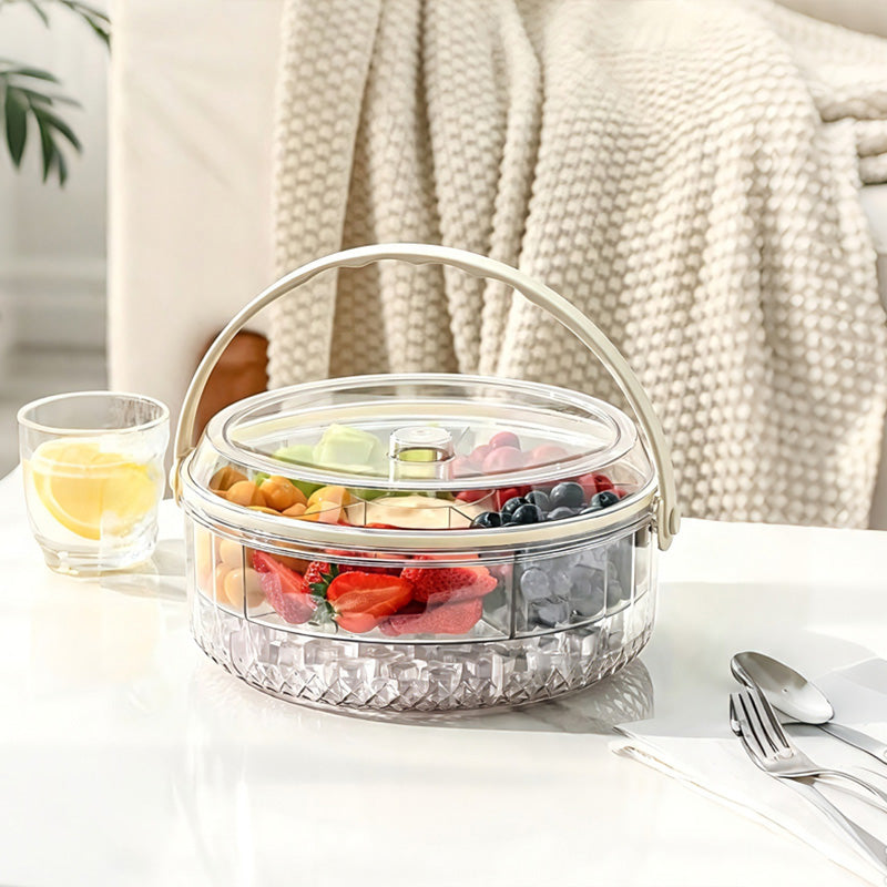 2-Tier Divided Serving Tray with Ice Compartment, Chilled Food Platter, Cold Food Storage Tray for Picnic, BBQ, Party and Kitchen