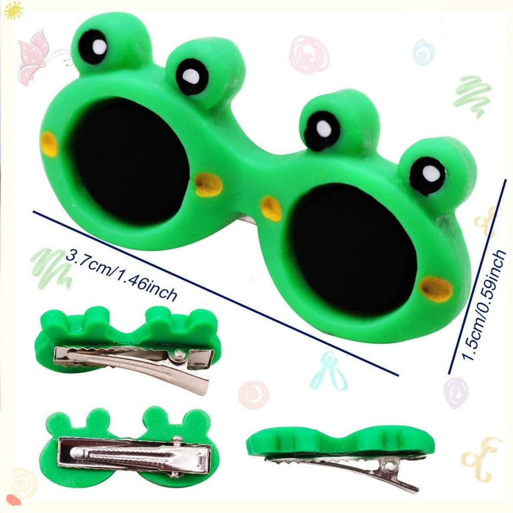 2 Pack Cartoon Sunglasses Design Hair Barrettes, Animal Theme Hair Clips for Girls, Random Color Shipped: Pink, Purple, Green, Mint Green, Yellow