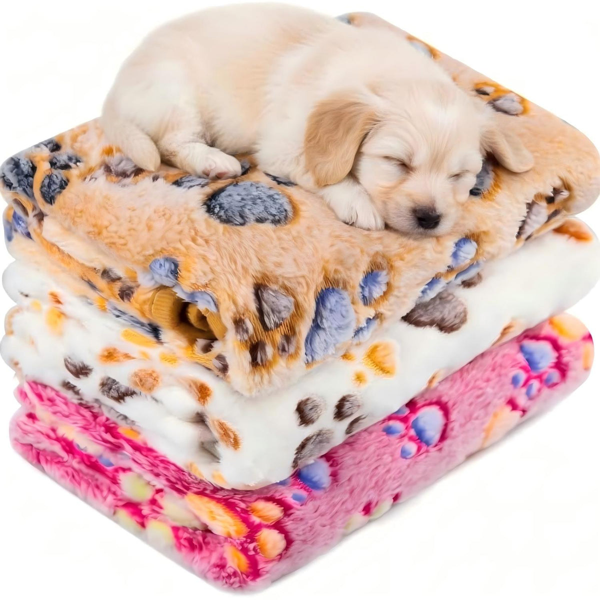 3 Pack Cat and Dog Blanket Soft & Warm Fleece Flannel Sleep Mat, Great Pet Throw for Puppy, Cats, Small, Medium & Large Dogs