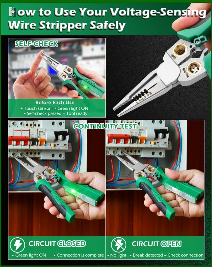 Voltmaster 8-in-1 Multi-Tool, Voltclaw Electrical Tools for Electrician, Wire Stripper with Voltage Tester, Cutting & Crimping Pliers for Home Repair