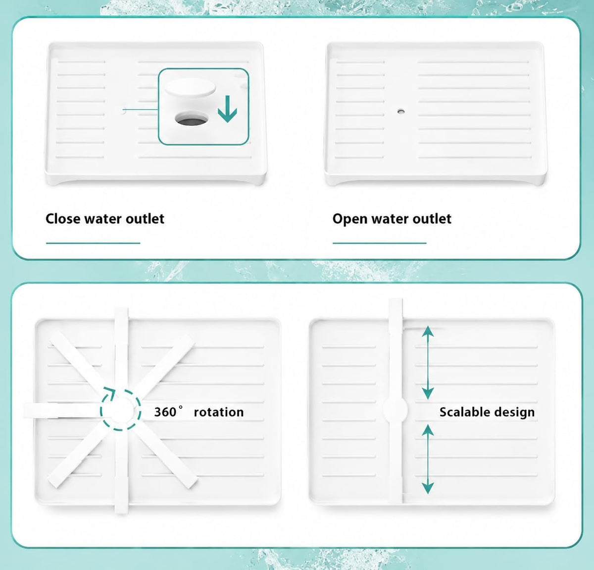 2 Tier White Dish Drying Rack with 360° Rotatable Drain Spout, Kitchen Dish Drainer with Utensil Holder Cup Rack Cutting Board Slot