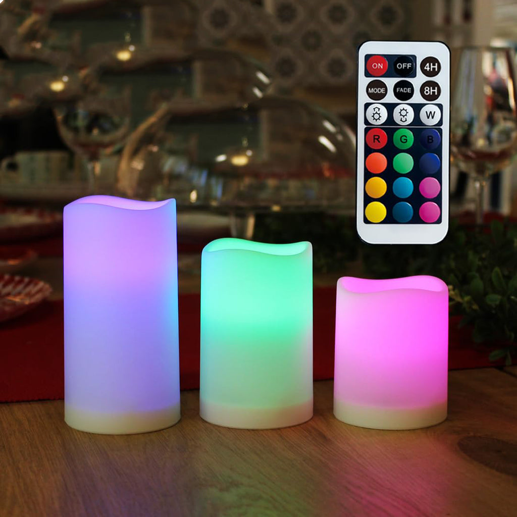 Set of 3 Imitation Candle Lights, LED Night Lights, Flameless Candle Lamps, Remote Control Capable,  Batteries Not Included