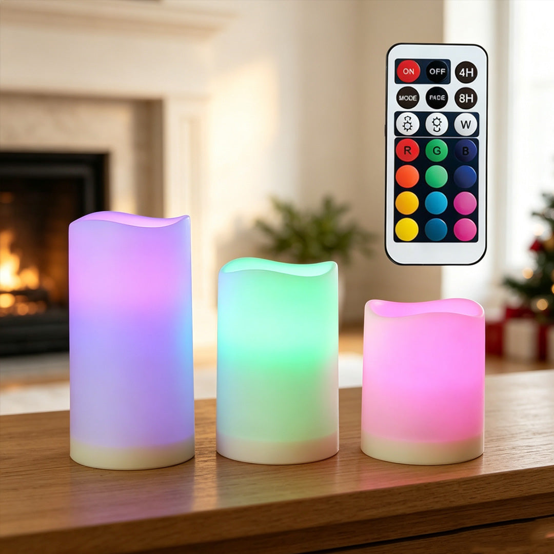 Set of 3 Imitation Candle Lights, LED Night Lights, Flameless Candle Lamps, Remote Control Capable,  Batteries Not Included