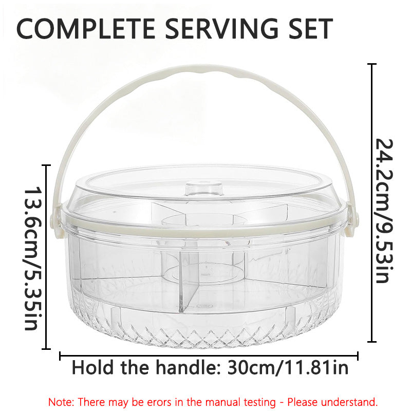2-Tier Divided Serving Tray with Ice Compartment, Chilled Food Platter, Cold Food Storage Tray for Picnic, BBQ, Party and Kitchen