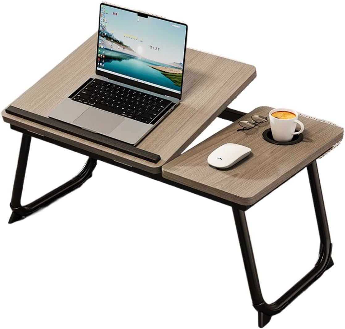AEELLEEA Laptop Desk for Bed & Couch with Cup Holder, Foldable Lap Desk for Working, Breakfast Tray & Movie Watching, Portable Bed Table for Home Office & Sofa Use