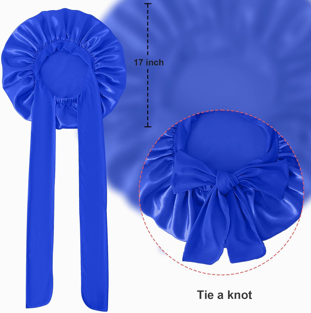Decorative Satin Bonnet with Bow, Large Reusable Silky Decorative Hair Cap, Adjustable Bowknot Satin Textile Decor Hat for Home Decor & Daily Use