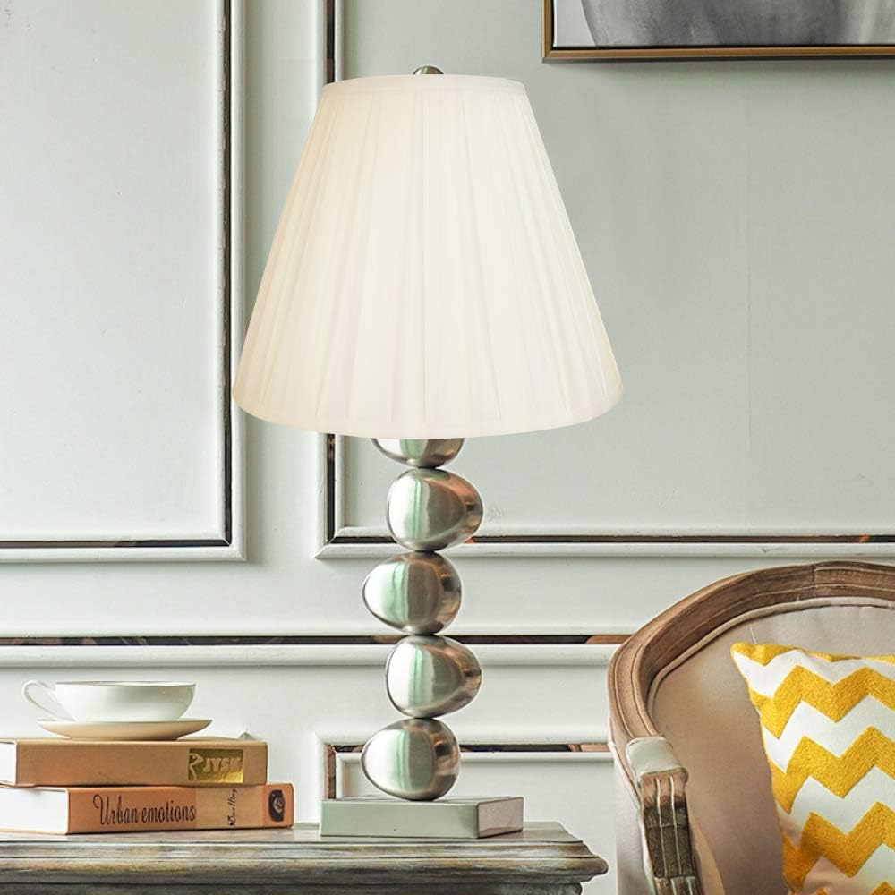 ALUCSET White Pleated Barrel Lamp Shade, Spider Fitter 6"T×13"B×9.5"H Fabric Lampshade for Table & Floor Lamp