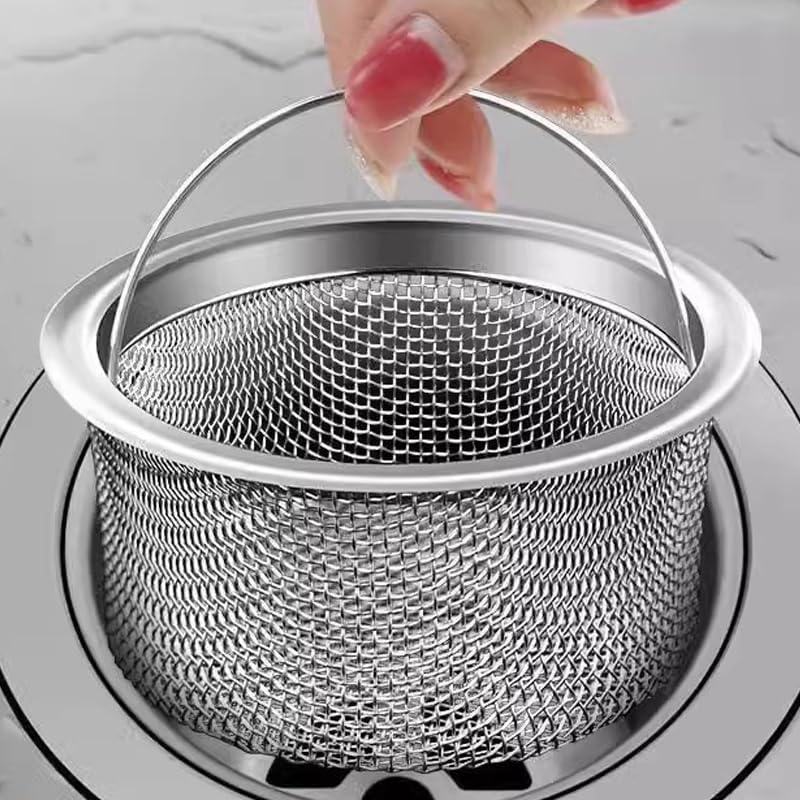 Sink Internal Snag Trap, 3-Inch Stainless Steel Strainer, Anti-Clog Kitchen Sink Drain Filter Mesh, Food & Hair Catcher, Waste Debris Drainage Stopper