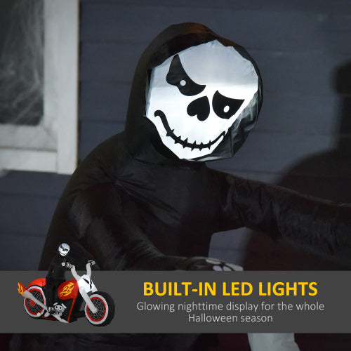 AEELLEEA 6' Inflatable Skeleton Motorcycle Halloween Decoration, Outdoor Yard Decor
