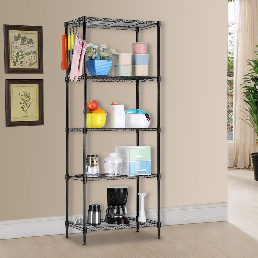 AEELLEEA-Changeable Assembly Floor Standing Carbon Steel Storage Rack, Black
