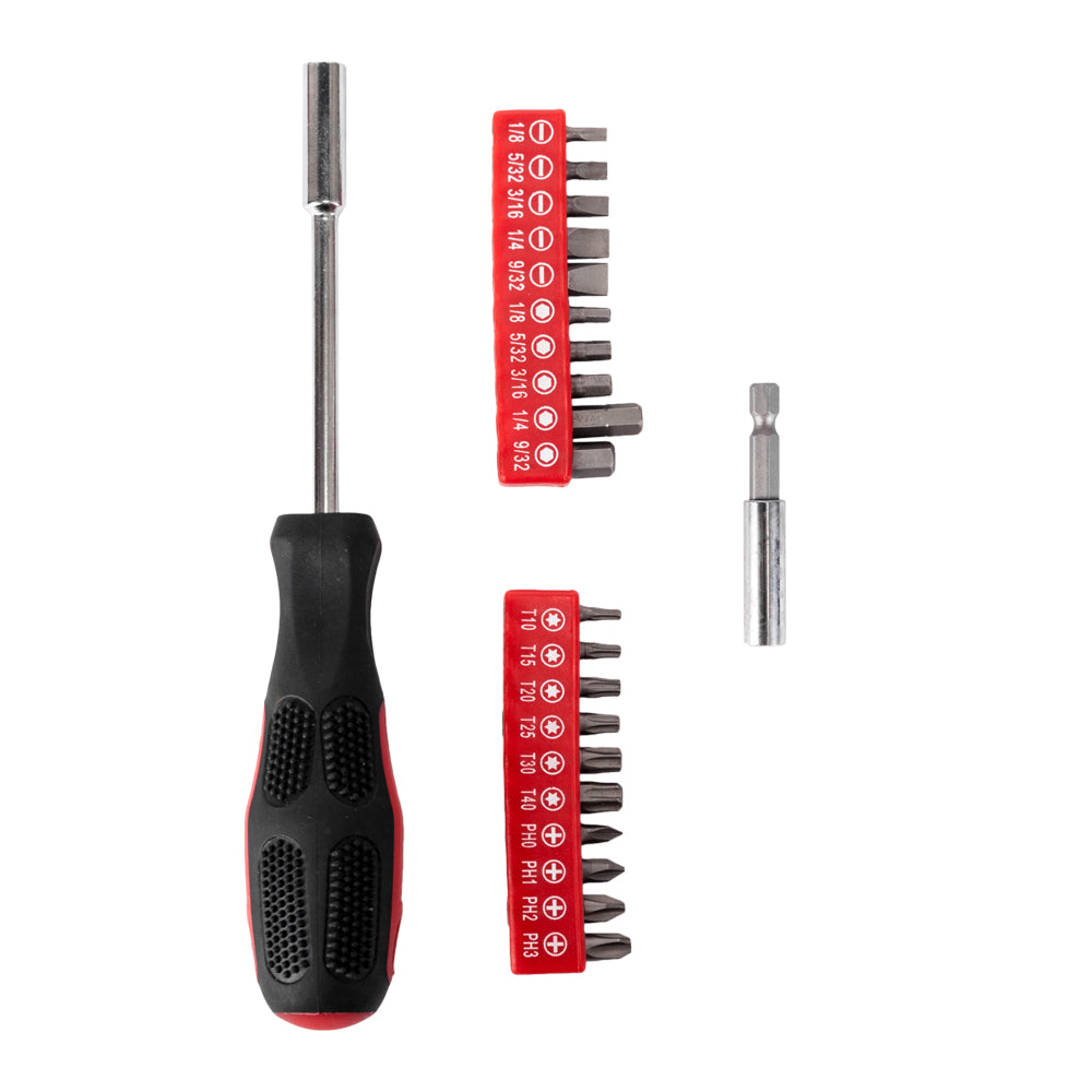 AEELLEEA-39 Piece Household Hand Tool Kit with Red Storage Case, Home Repair DIY Hand Tools Set with Hammer