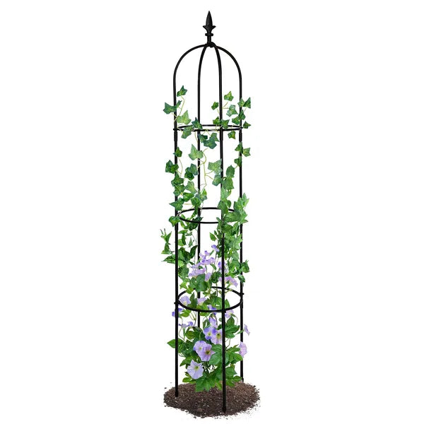AEELLEEA Garden Obelisk Trellis 64.2" H x 10.2" W, Rustproof Adjustable Height Metal Plant Support for Climbing Roses Vines