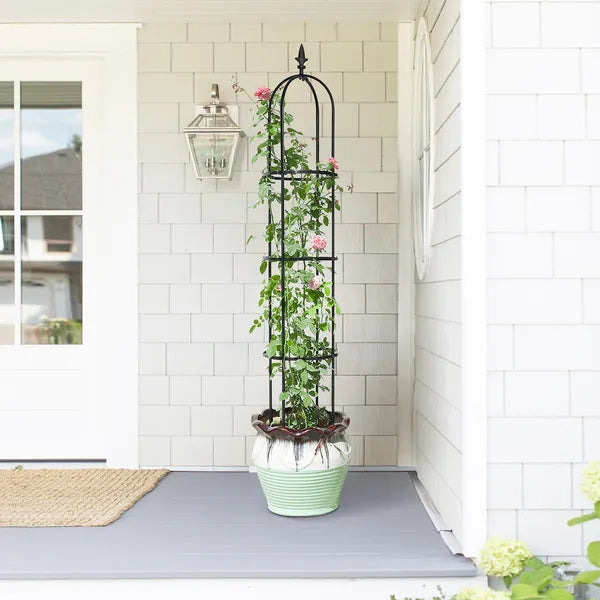 AEELLEEA Garden Obelisk Trellis 64.2" H x 10.2" W, Rustproof Adjustable Height Metal Plant Support for Climbing Roses Vines