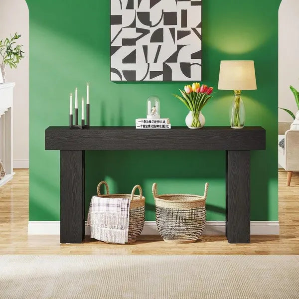Aeelleea 63 Inch Long Console Table, Wooden Rectangular Sofa Table Behind Couch, Entryway Hallway Living Room