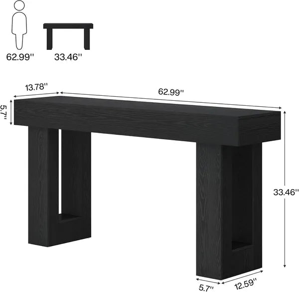 Aeelleea 63 Inch Long Console Table, Wooden Rectangular Sofa Table Behind Couch, Entryway Hallway Living Room